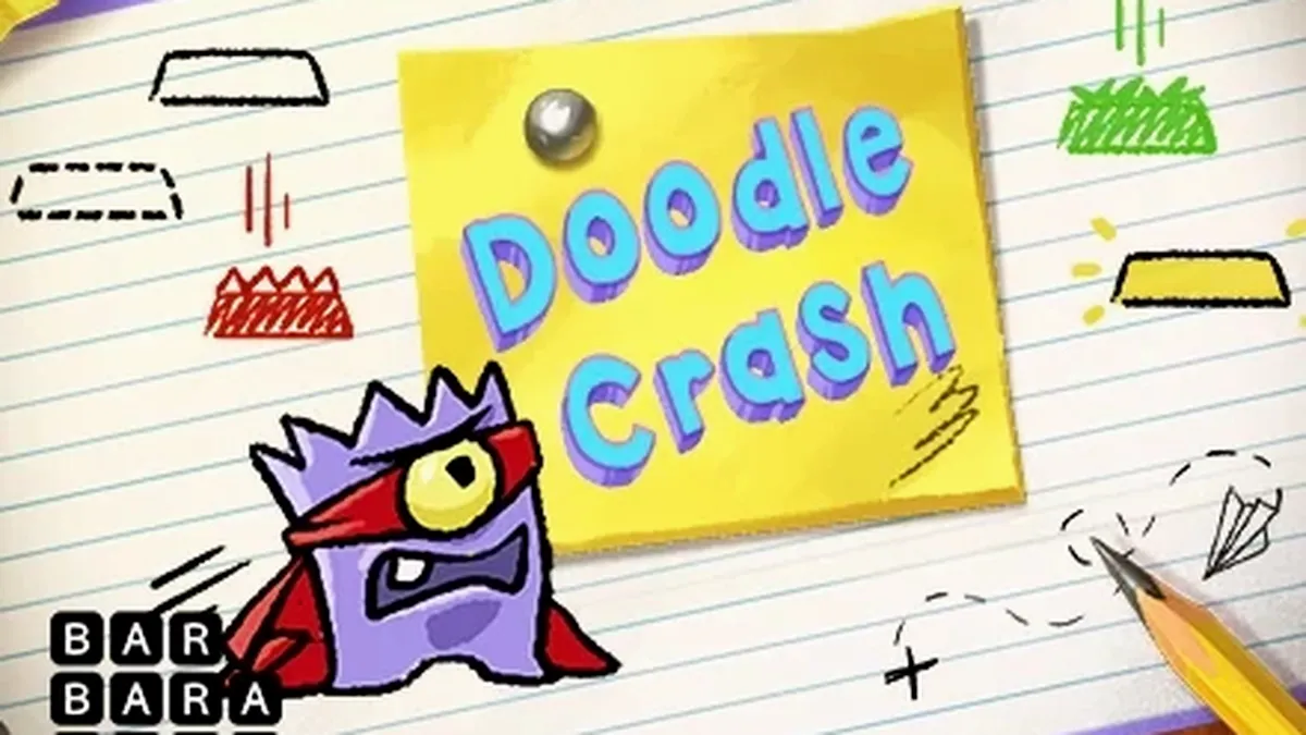 Interface do jogo Doodle Crash com design minimalista